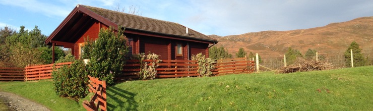 A closeup of the chalet.